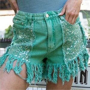 POL Bling Fringe Sequin Shorts